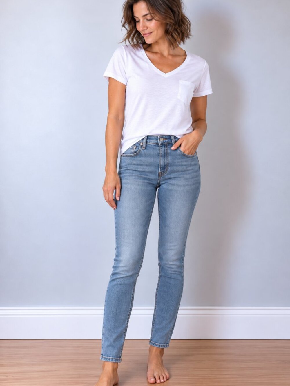 Levi's 721 High Rise Skinny Jeans Light Blue Stretch Size 30